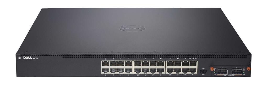 468-3556 Dell N4000 24-Ports 10GBase-T RJ-45 Ethernet Layer 3 Switch with 1x Expansion Slots (Refurbished)