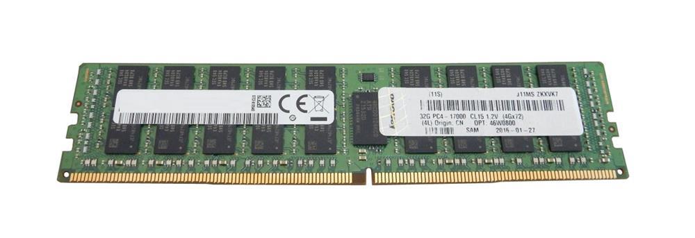 46W0800-01 IBM 32GB PC4-17000 DDR4-2133MHz Registered ECC CL15 288-Pin Load Reduced DIMM 1.2V Quad Rank Memory Module