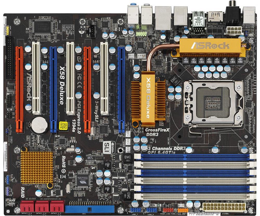 4711140873053 ASRock X58 Deluxe Intel X58+ICH10R Chipset Socket 1366 Core i7 / Extreme Edition 6 x DDR3 DIMM 6 x SATA 3.0Gb/s ATX Motherboard (Refurbished)