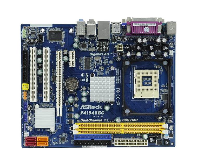 4711140874678 ASRock P4I945GC Socket 478 Intel 945GC + ICH7 Chipset Intel Pentium 4/ Celeron D Processors Support DDR2 2x DIMM 4x SATA 3.0Gb/s Micro-ATX Motherboard (Refurbished)
