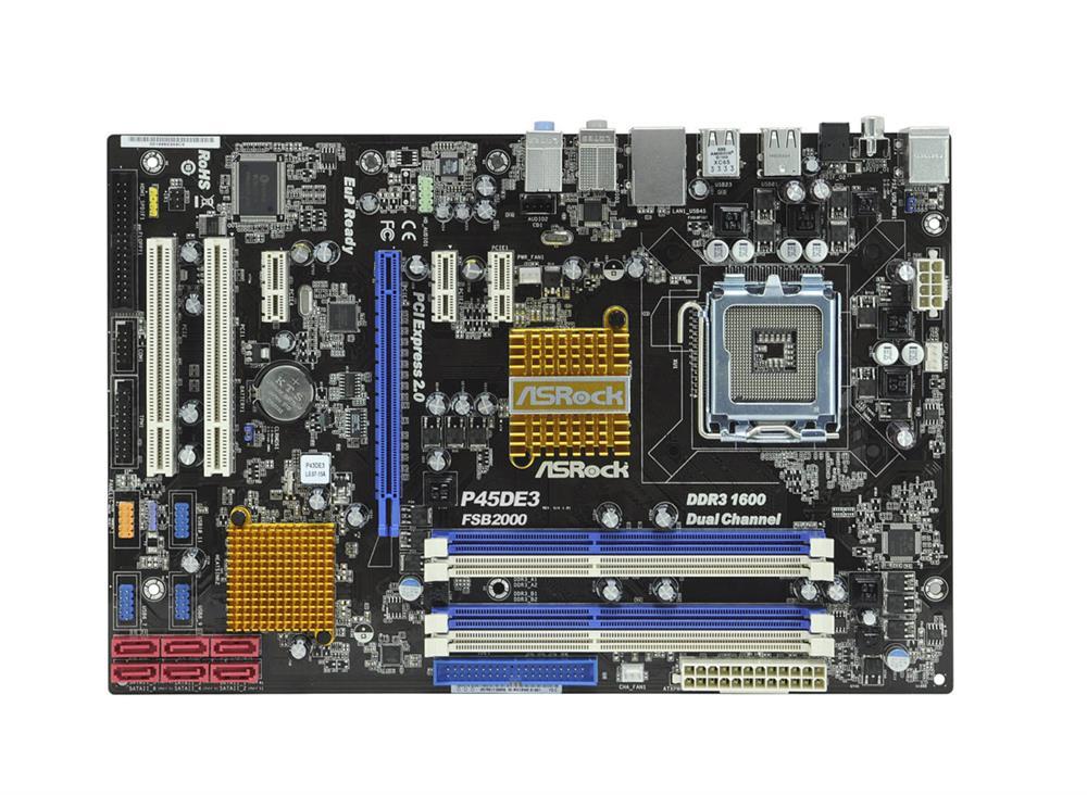 4711140875903 ASRock P45DE3 Motherboard Intel Socket LGA775 iP45+ICH10 ATX Gigabit LA (Refurbished)