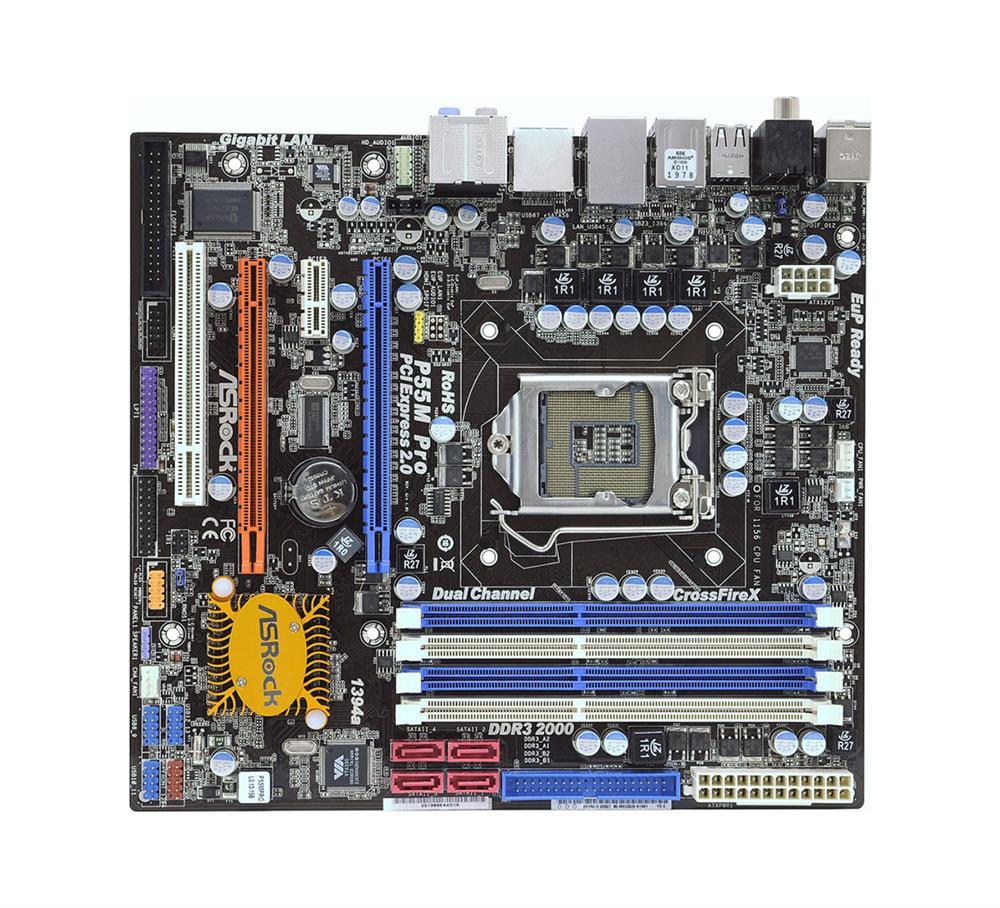 4711140875965 ASRock P55M Pro Socket LGA 1156 Intel P55 Chipset Core i7 / i5 / i3 / Pentium G6950 Processors Support DDR3 4x DIMM 4x SATA2 3.0Gb/s Micro-ATX Motherboard (Refurbished)
