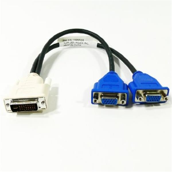 48P7583 IBM Splitter DVI/VGA Video Cable DVI/VGA for Video Device, Monitor 1 ft 1 x DVI-I (Dual-Link) Video 2 x HD-15 VGA