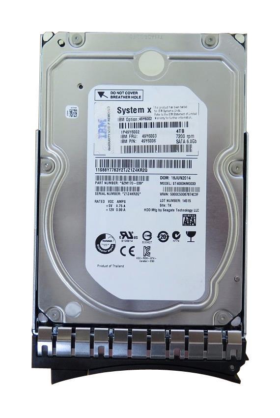 49Y6006 IBM 4TB 7200RPM SATA 6Gbps Nearline Hot Swap 3.5-inch Internal Hard Drive with Tray