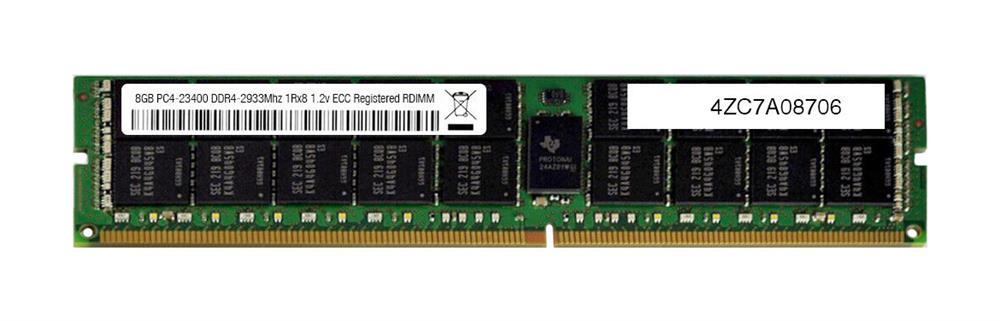 4ZC7A08706 Lenovo 8GB PC4-23400 DDR4-2933MHz Registered ECC CL21 288-Pin DIMM 1.2V Single Rank Memory Module
