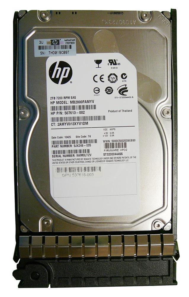 507616B21LA HP 2TB 7200RPM SAS 6Gbps Dual Port Midline Hot Swap 3.5-inch Internal Hard Drive