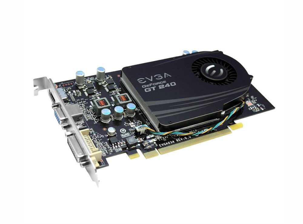 512-P3-1241-K1 EVGA GeForce GT 240 512MB 128-Bit GDDR5 PCI Express 2.0 x16 DVI/ HDMI/ VGA Video Graphics Card