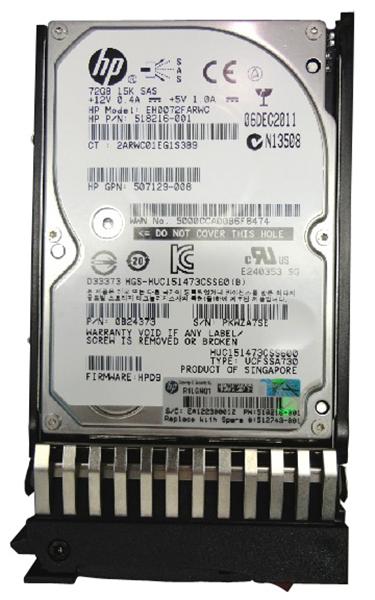 512545-B21 HP 72GB 15000RPM SAS 6Gbps Dual Port Hot Swap 2.5-inch Internal Hard Drive with Tray