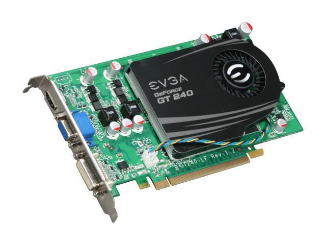 512P31240LR EVGA Nvidia GeForce GT 240 512MB DDR5 128-Bit HDMI / DVI / D-Sub PCI-Express 2.0 x16 Video Graphics Card