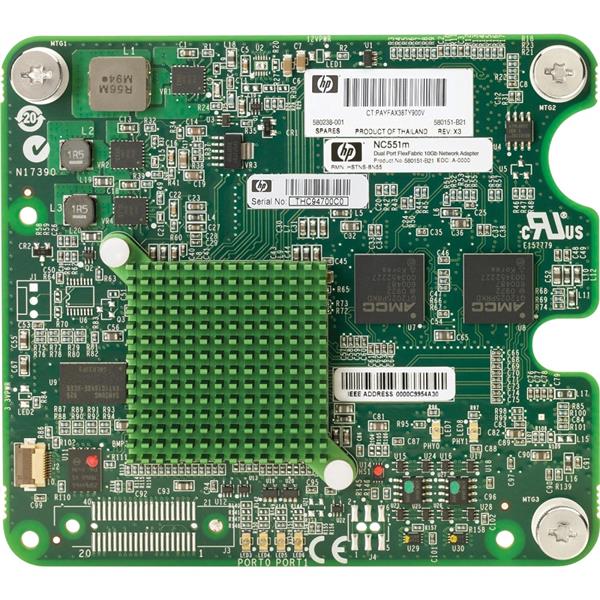 580238-001 HPE BLC NC551m FlexFabric Dual-Ports 10Gbps Converged Network Adapter