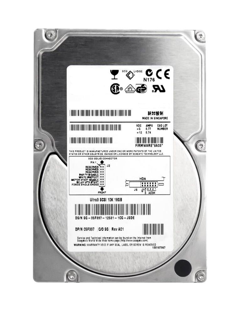 5F397 Dell 18GB 10000RPM Ultra-160 SCSI 80-Pin Hot Swap 4MB Cache 3.5-inch Internal Hard Drive with Tray