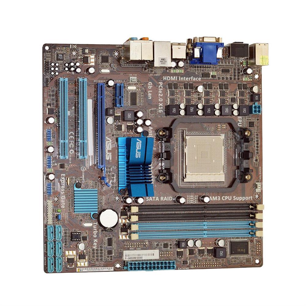 61-MIBBJ6-01 ASUS Socket AM3 AMD 760G + SB710 Chipset AMD Phenom II/ Athlon II/ Sempron 100 Series Processors Support DDR3 4x DIMM 6x SATA 3.0Gb/s Micro-ATX Motherboard (Refurbished)