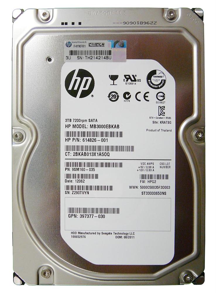 628061-S21 HP 3TB 7200RPM SATA 6Gbps Midline Hot Swap 3.5-inch Internal Hard Drive with Smart Carrier