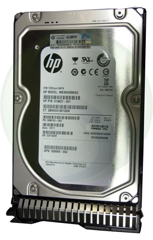 628081-B21 HP 3TB 7200RPM SATA 6Gbps MidLine 3.5-inch Internal Hard Drive with Smart Carrier