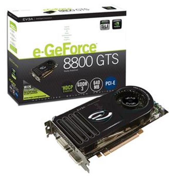 640-P2-N825-R1 EVGA e-GeForce 8800 GTS Superclocked 640MB GDDR3 320-Bit HDCP Ready SLI Supported PCI-Express x16 Video Graphics Card