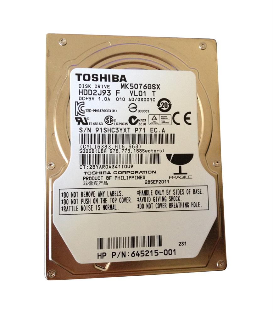 645215-001 HP 500GB 5400RPM SATA 3Gbps 2.5-inch Internal Hard Drive for Pavilion G6 Series