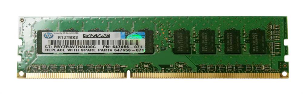 647656-071 HP 2GB PC3-10600 DDR3-1333MHz ECC Unbuffered CL9 240-Pin DIMM 1.35V Low Voltage Single Rank Memory Module