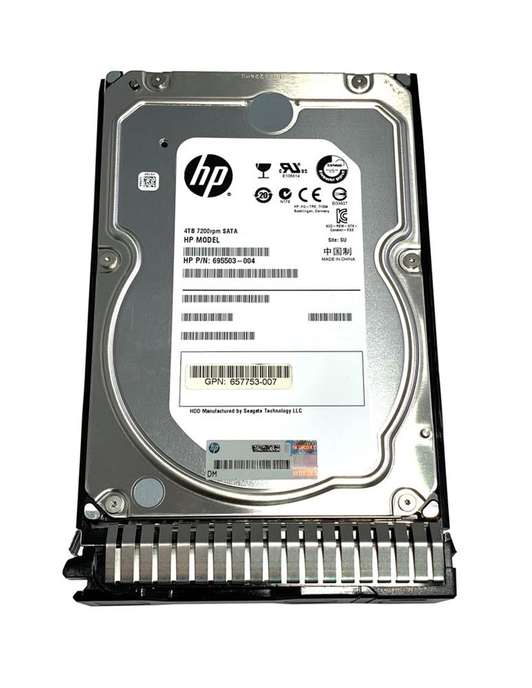 657753-007 HP 4TB 7200RPM SATA 6Gbps Midline 3.5-inch Internal Hard Drive with Smart Carrier