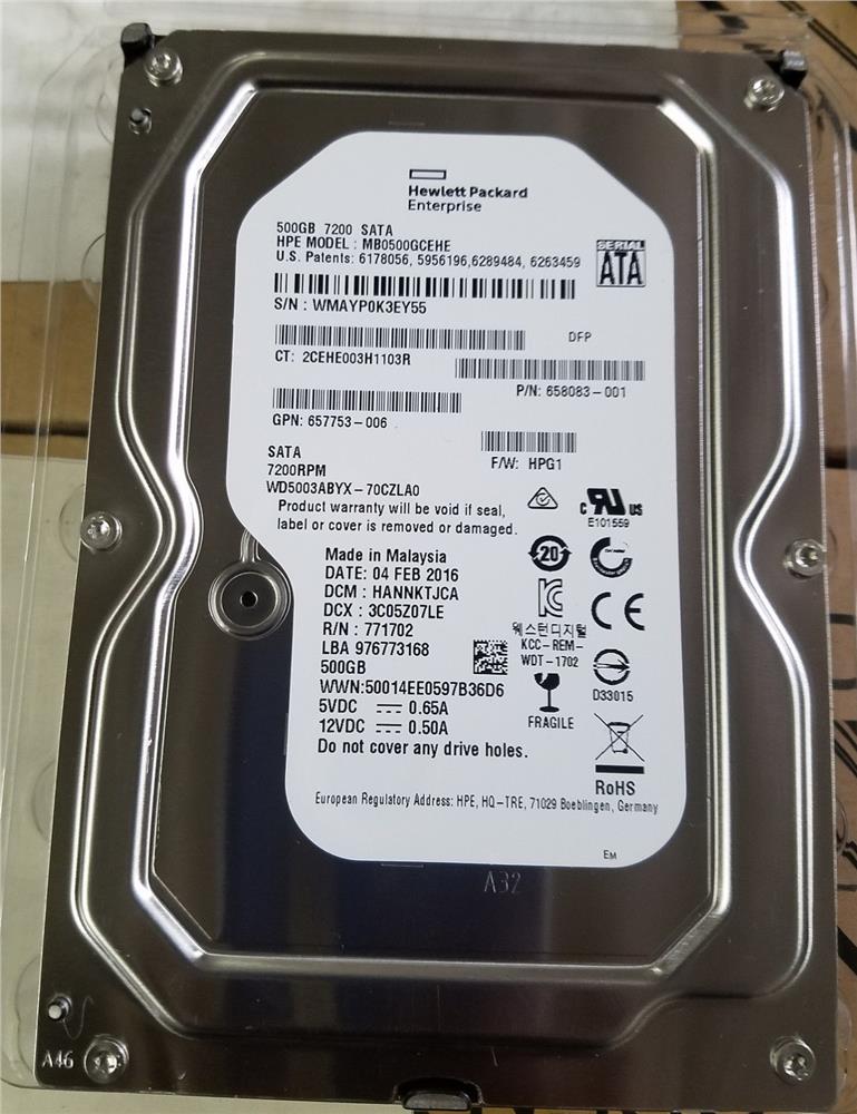 659342-B21 HP 500GB 7200RPM SATA 6Gbps MidLine 3.5-inch Internal Hard Drive