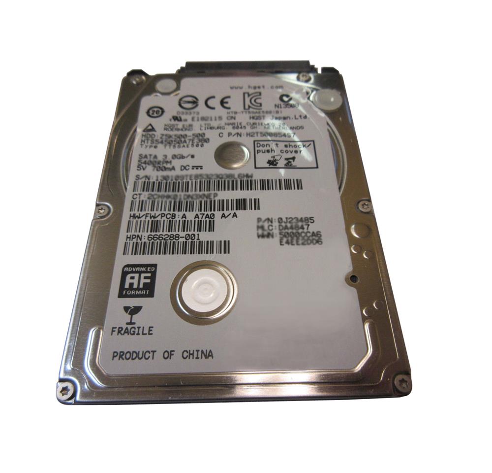666288-001 HP 500GB 5400RPM SATA 3Gbps 8MB Cache 2.5-inch Internal Hard Drive