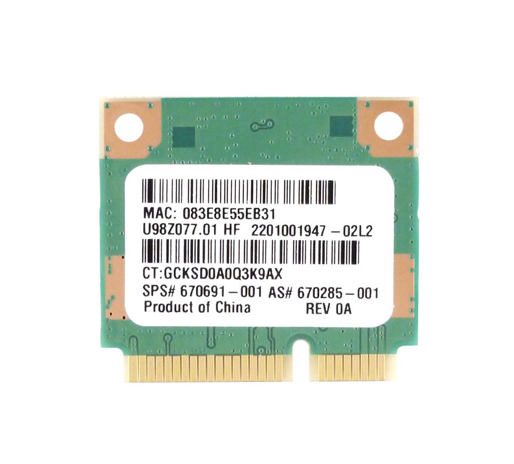 670285-001 HP Multi Unit Ralink RIPple3 Wlan 1x1 PCie Hmc