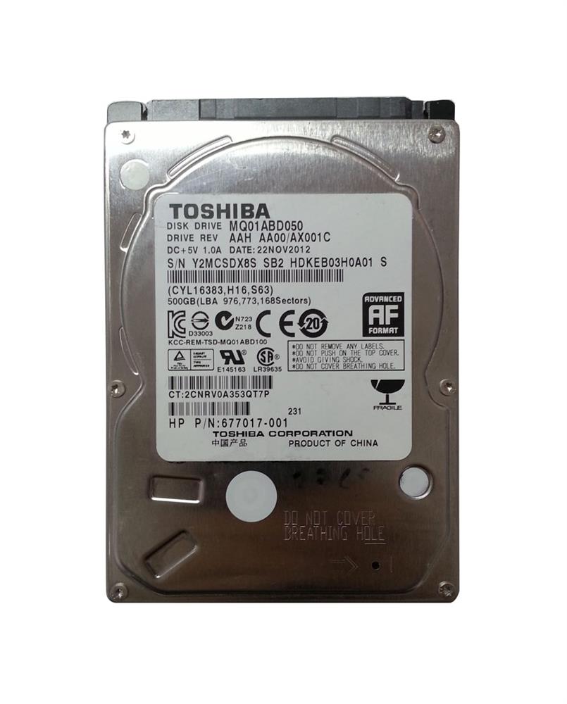 677017-001 HP 500GB 5400RPM SATA 2.5-inch Internal Hard Drive