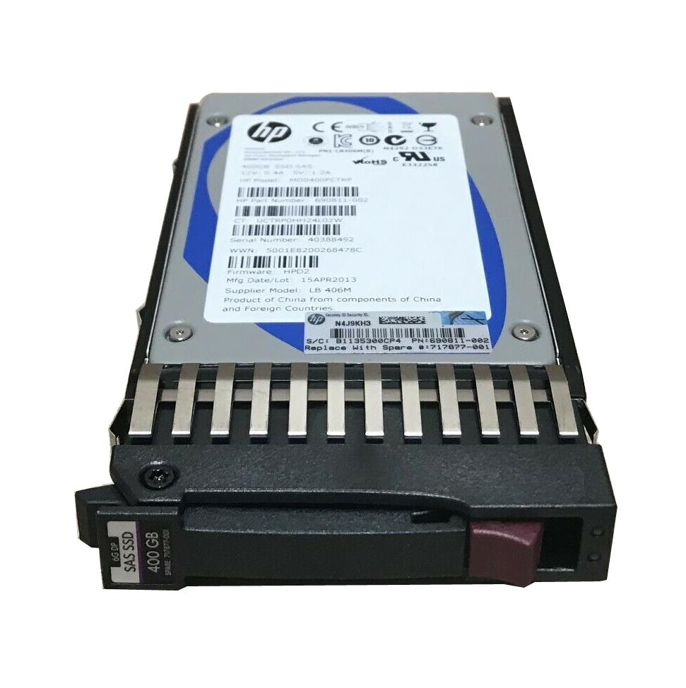 690811-001 HP 200GB MLC SAS 6Gbps Enterprise Mainstream 2.5-inch Internal Solid State Drive (SSD) with Smart Carrier