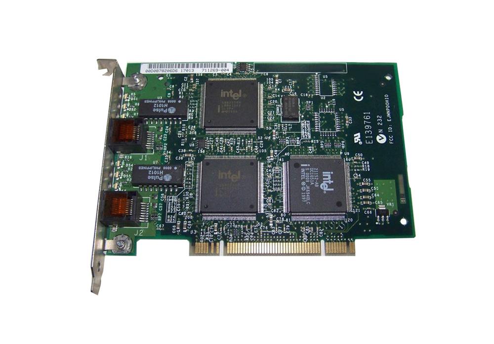 711269-005 Intel PRO/100+ Dual-Ports RJ-45 100Mbps 10Base-T/100Base-TX Fast Ethernet PCI Server Network Adapter