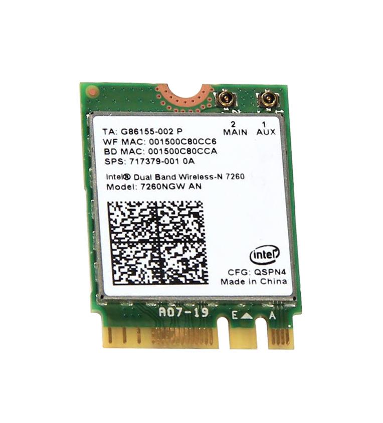 717379-001 HP Dual Band Wireless-N 7260AN Intel 802.11 a/b/g/n (2x2) Combination WiFi and BlueTooth 4.0 WLAN Module