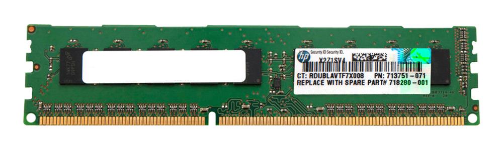718280-001 HP 4GB PC3-12800 DDR3-1600MHz ECC Unbuffered CL11 240-Pin DIMM 1.35V Low Voltage Dual Rank Memory Module