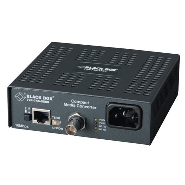 724-746-5500 Black Box 1x RJ-45 1x BNC 10Base-T 10Base-2 External Compact Media Converter
