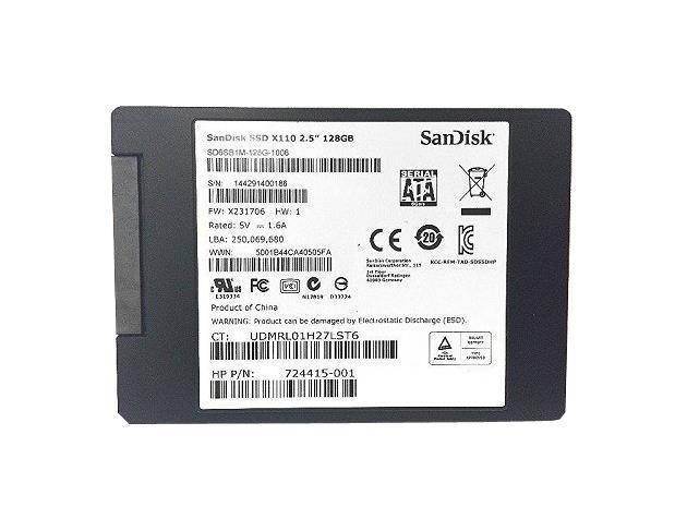 724415-001 HP 128GB MLC SATA 6Gbps 2.5-inch Internal Solid State Drive (SSD)