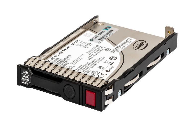 730154-001 HP 800GB MLC SATA 6Gbps Hot Swap Mainstream Enterprise 2.5-inch Internal Solid State Drive (SSD) with Smart Carrier