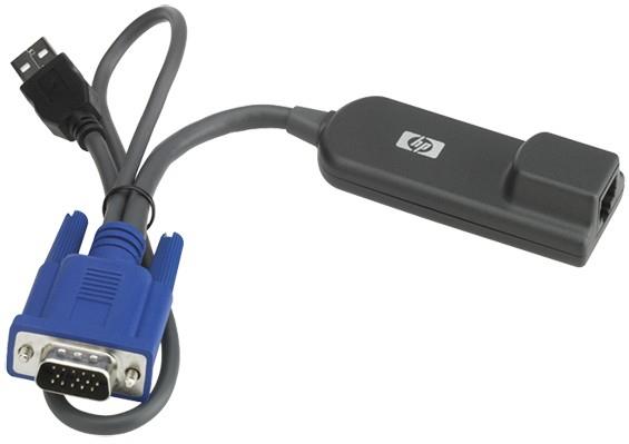 748740-001 HP RJ-45 KVM Console USB Interface Adapter Cable (Keyboard / Video D-SUB / Mouse)