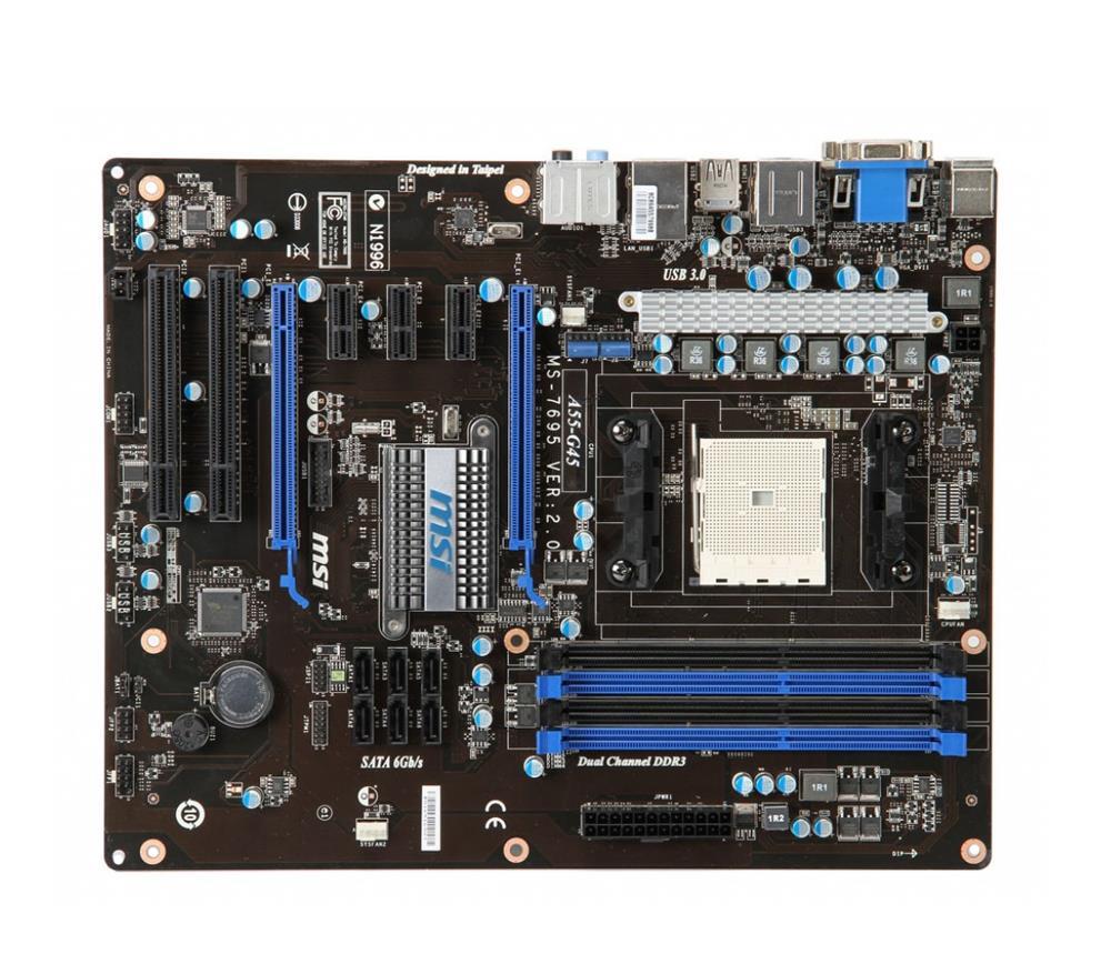 7695-050R MSI Socket FM1 AMD A55 Chipset AMD Llano APU Processors Support DDR3 4x DIMM 6x SATA 6.0Gb/s ATX Motherboard (Refurbished) 