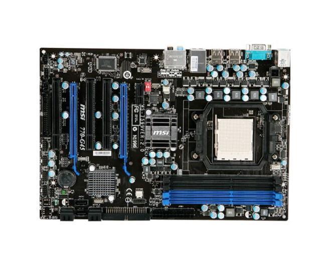 770G457599020 MSI Socket AM3 AMD 770 + SB710 Chipset AMD Phenom II X4/ Phenom II X3/ Phenom II X2 Processors Support DDR3 4x DIMM 6x SATA2 3.0Gb/s ATX Motherboard (Refurbished)