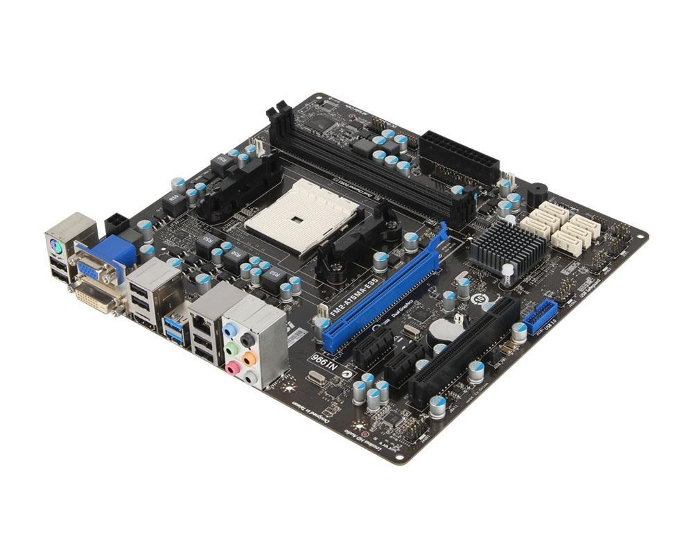 7721-020R MSI FM2-A75MA-E35 Socket FM2 AMD A75 Chipset AMD 10/ A8/ A6/ A4-Series Processors Support DDR3 2x DIMM 6x SATA3 6.0Gb/s Micro-ATX Motherboard (Refurbished)