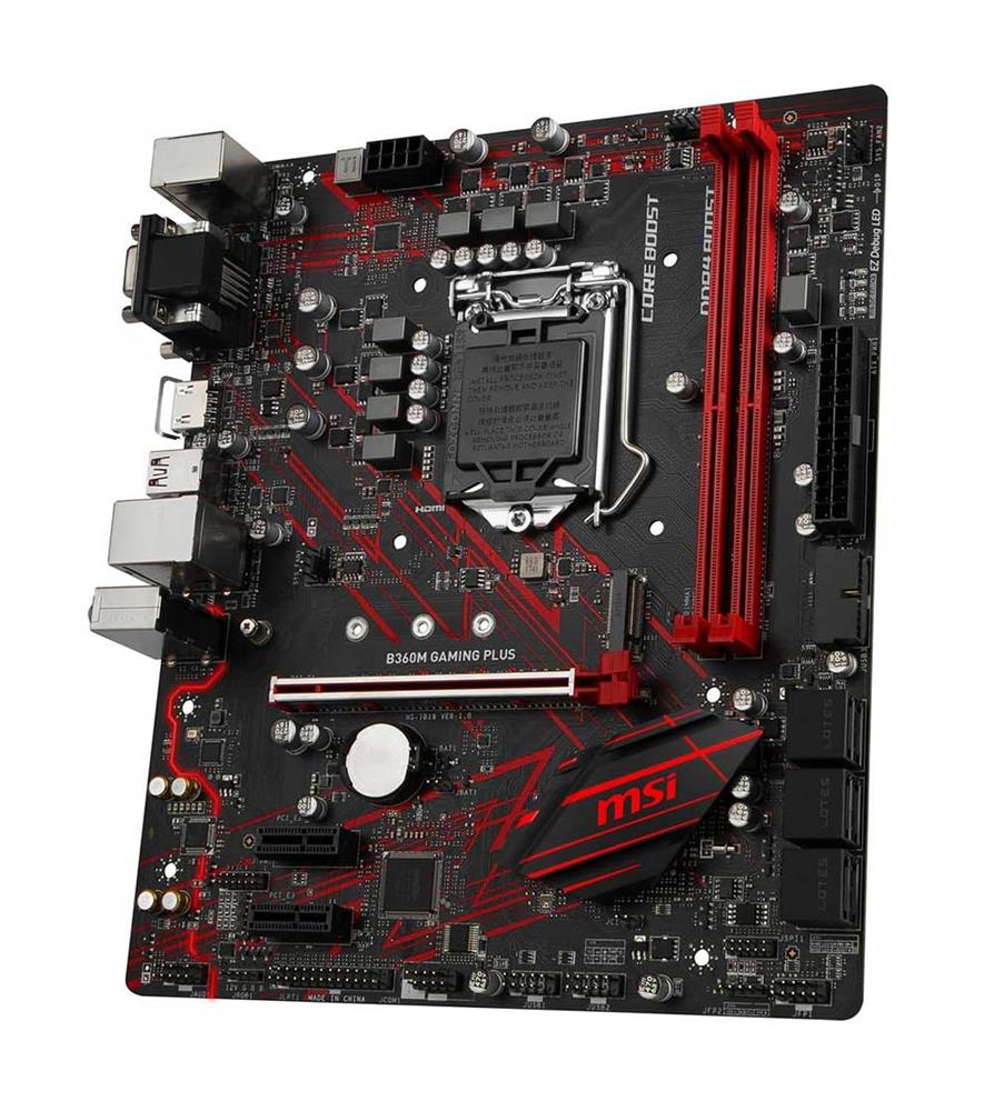 7B22-002R MSI B360 GAMING PLUS Socket LGA 1151 Intel B360 Chipset 8th Generation Core / Pentium G / Celeron Processors Support DDR4 4x DIMM 5x SATA 6.0Gb/s ATX Motherboard (Refurbished)