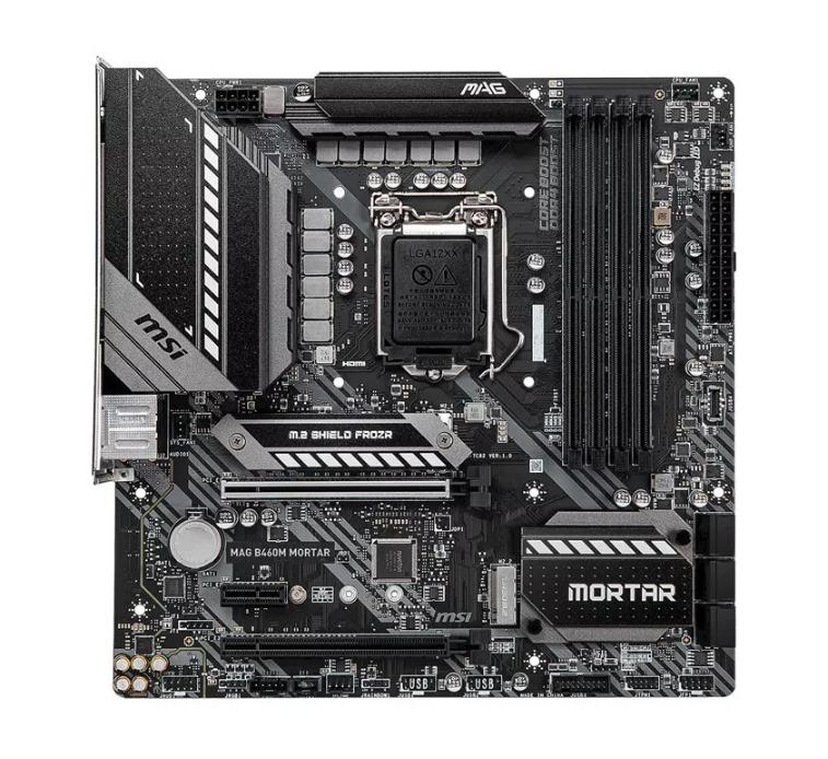7C82-004R MSI MAG B460M MORTAR WIFI Socket LGA 1200 Intel B460 Chipset Core / Pentium / Celeron Processors Support DDR4 4x DIMM 6x SATA3 6.0Gb/s Micro-ATX Motherboard (Refurbished)