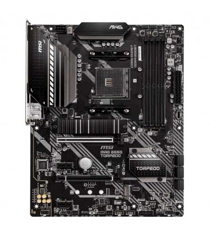 7C91-017R MSI MAG B550 TORPEDO Socket AM4 AMD B550 Chipset AMD Ryzen 5000/3000 Series Processors Support DDR4 4x DIMM 6x SATA3 6.0Gb/s ATX Motherboard (Refurbished)