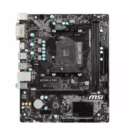 7C96-001R MSI A520M-A PRO Socket AM4 AMD A520 Chipset AMD Ryzen 4000 G-Series Processors Support DDR4 2x DIMM 4x SATA3 6.0Gb/s Micro-ATX Motherboard (Refurbished)