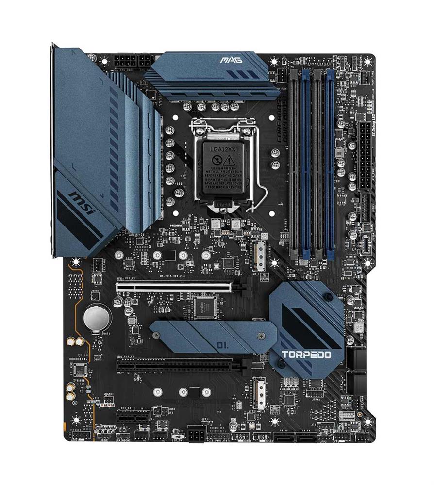 7D15-007R MSI MAG B560 TORPEDO Socket LGA 1200 Intel B560 Chipset Core / Pentium Gold / Celeron Processors Support DDR4 4x DIMM 6x SATA3 6.0Gb/s ATX Motherboard (Refurbished)