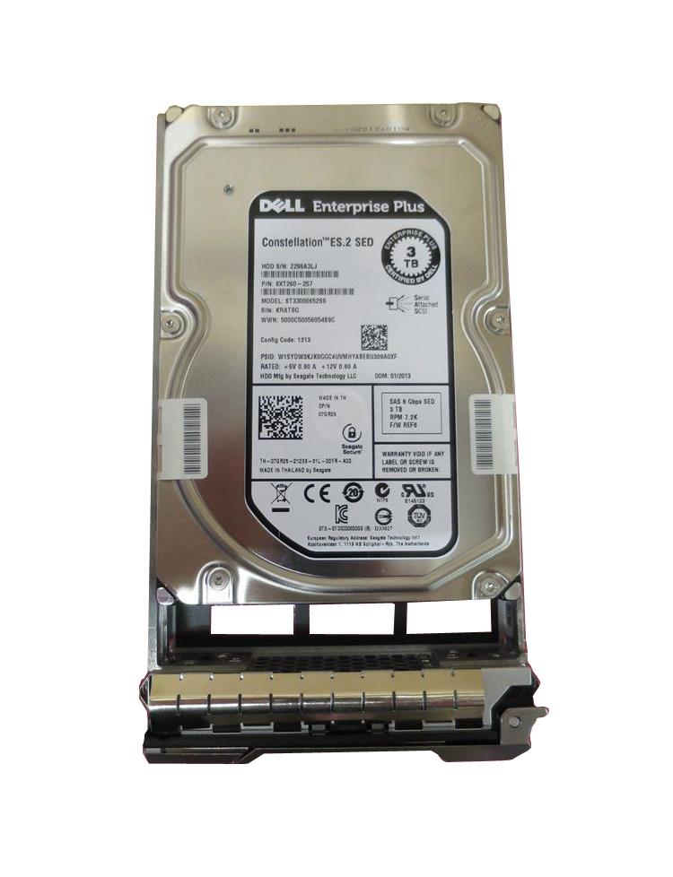 7GR25 Dell 3TB 7200RPM SAS 6Gbps 64MB Cache 3.5-inch Internal Hard Drive