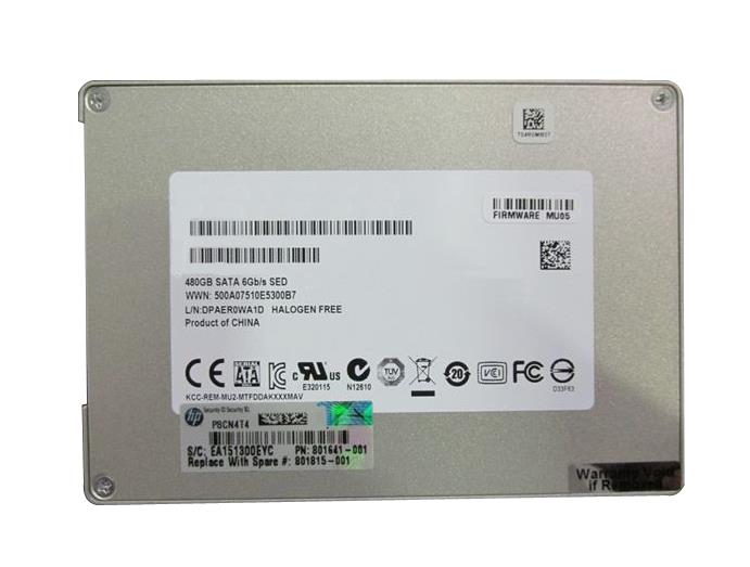 801815-001 HP 480GB SATA 6Gbps Value Endurance 2.5-inch Internal Solid State Drive (SSD)
