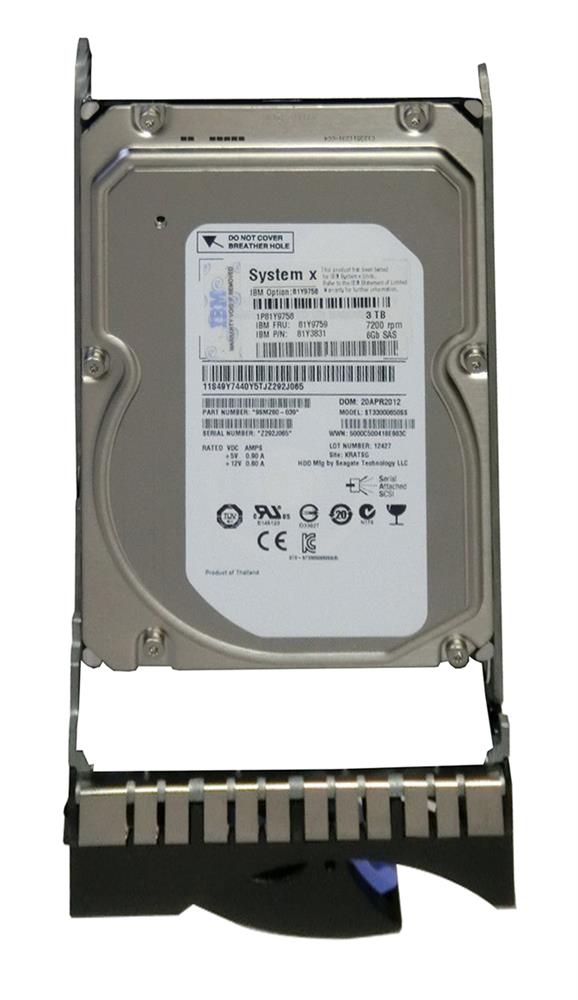 81Y3831 IBM 3TB 7200RPM SAS 6Gbps Nearline Hot Swap 3.5-inch Internal Hard Drive