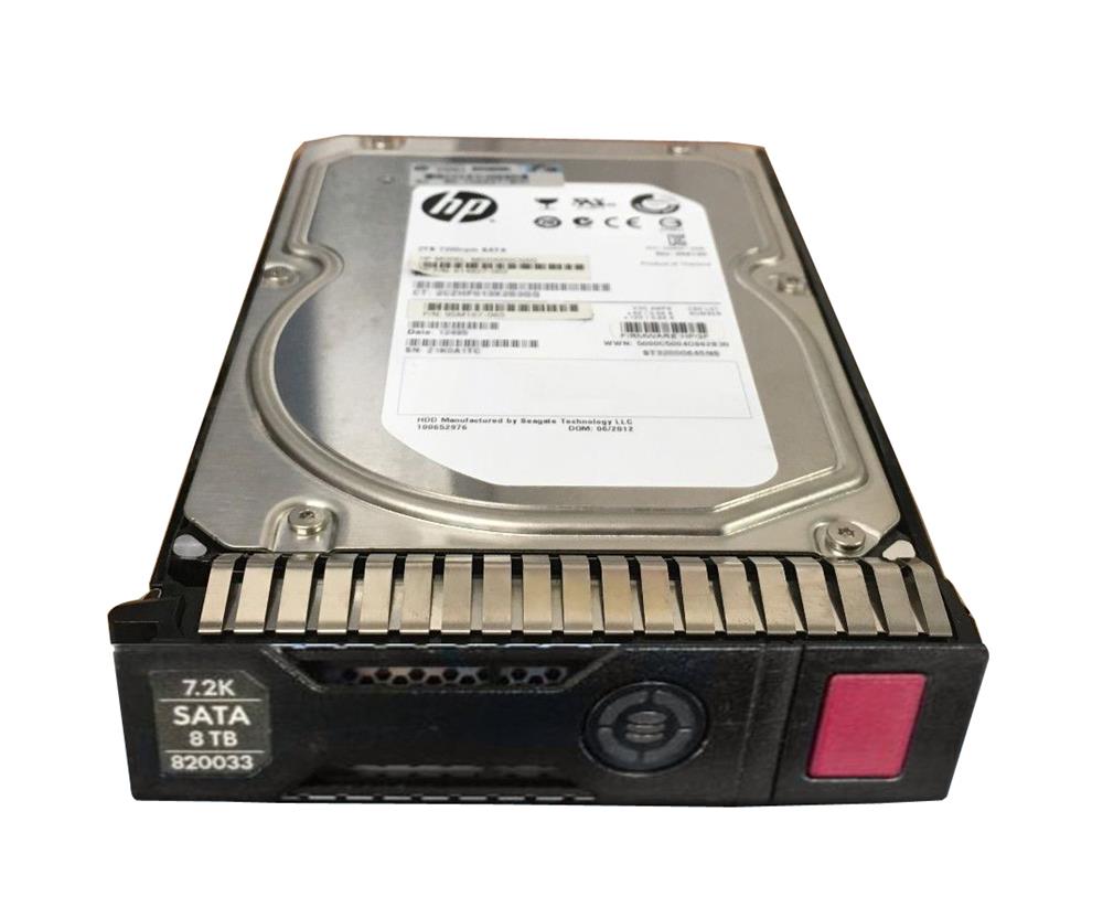 820033-001 HPE 8TB 7200RPM SATA 6Gbps Midline (512e) 3.5-inch Internal Hard Drive with Smart Carrier