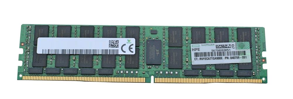840759-091 HPE 64GB PC4-21300 DDR4-2666MHz Registered ECC CL19 288-Pin Load Reduced DIMM 1.2V Quad Rank Memory Module