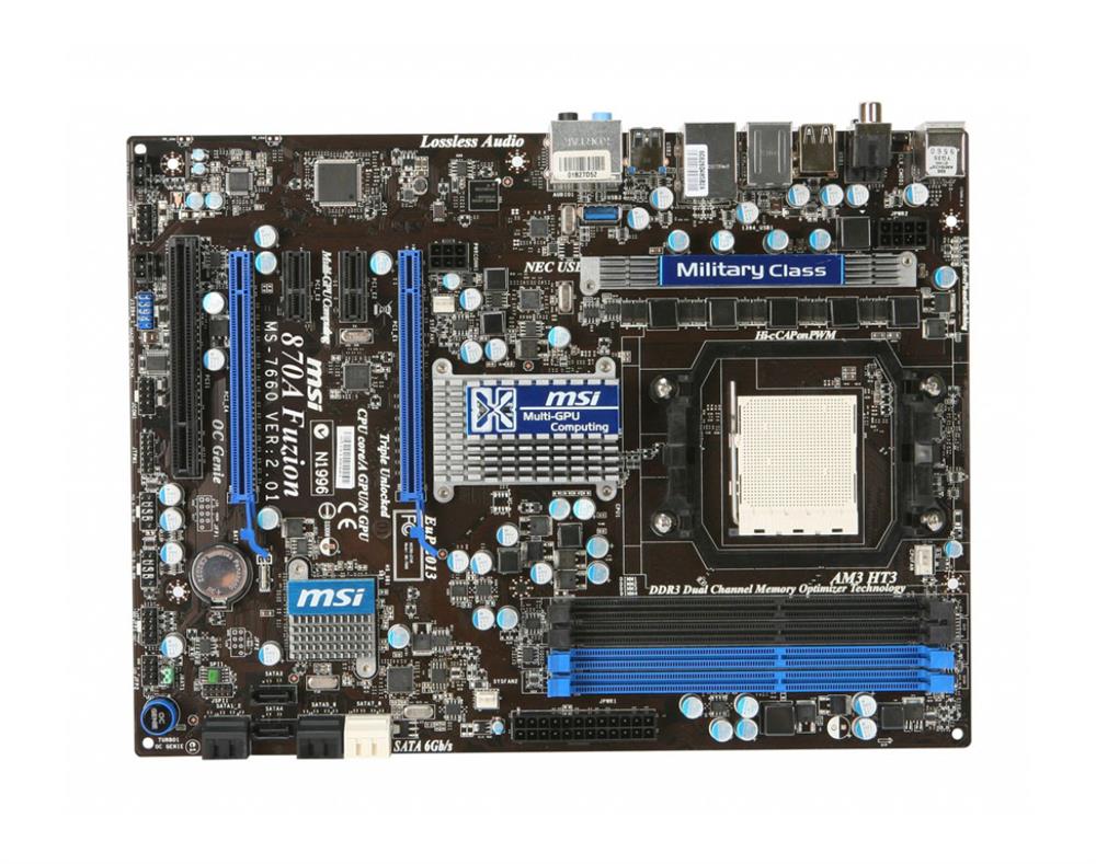 870AFUZION MSI Socket AM3 AMD 770 + SB710 Chipset AMD Phenom II Processors Support DDR3 4x DIMM SATA2 6.0Gb/s ATX Motherboard (Refurbished)