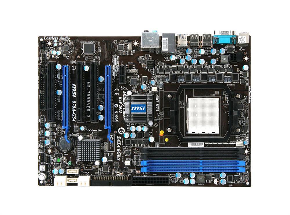 870S-G54-B2 MSI Socket AM3 AMD 870 + SB850 Chipset AMD Phenom II X4/ Phenom II X2 Processors Support DDR3 4x DIMM 6x SATA 6.0Gb/s ATX Motherboard (Refurbished)
