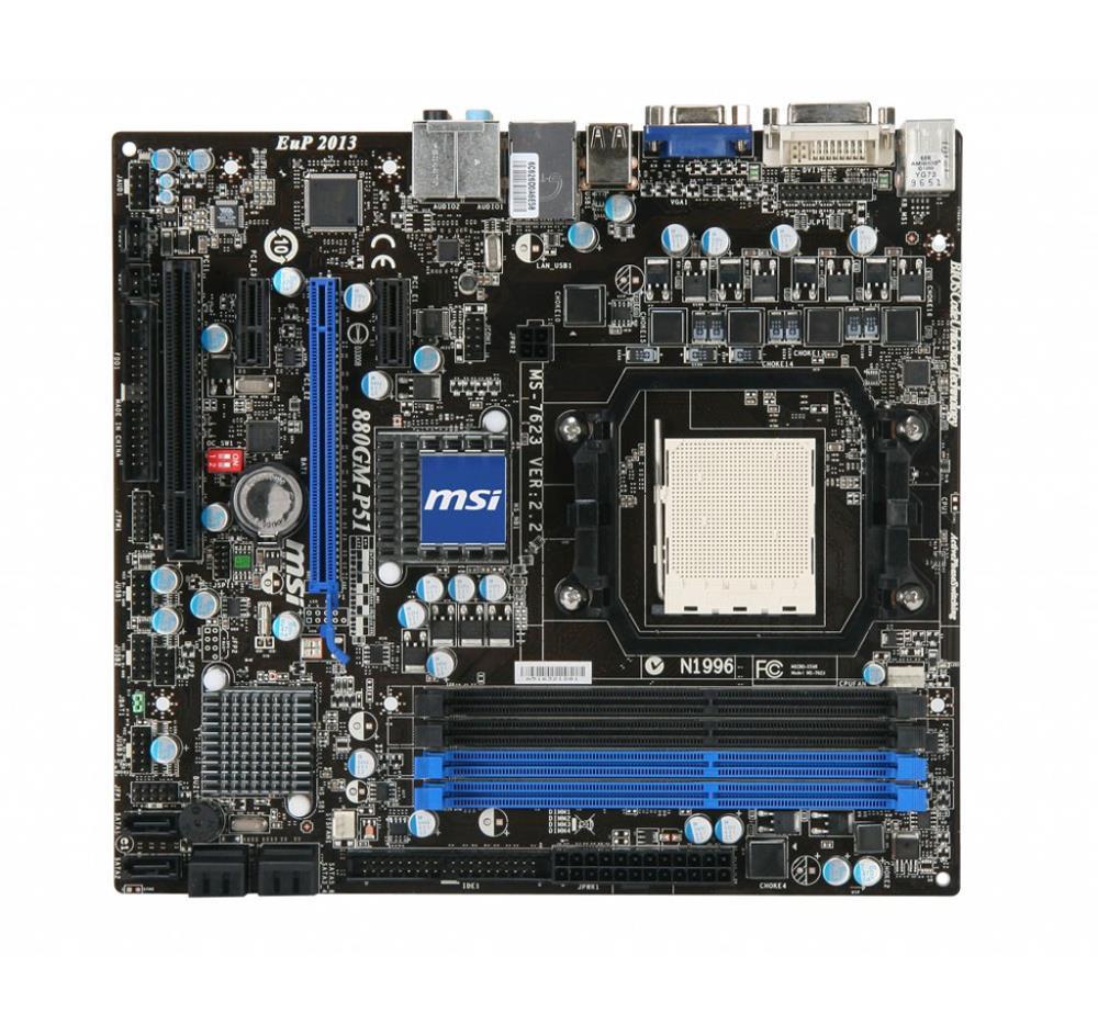 880GM-P51-R MSI Socket AM3 AMD 880G + SB710 Chipset AMD Phenom II X4/ Phenom II X2 Processors Support DDR3 4x DIMM 6x SATA3 3.0Gb/s Micro-ATX Motherboard (Refurbished)